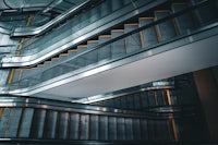 an escalator in a building