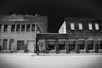 a black and white photo of an old building